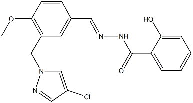 N'-{3-[(4-chloro-1H-pyrazol-1-yl)methyl]-4-methoxybenzylidene}-2-hydroxybenzohydrazide Struktur