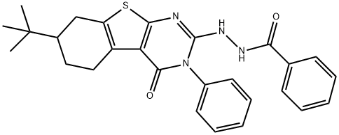 N'-(7-tert-butyl-4-oxo-3-phenyl-3,4,5,6,7,8-hexahydro[1]benzothieno[2,3-d]pyrimidin-2-yl)benzohydrazide Struktur