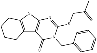 3-benzyl-2-[(2-methyl-2-propenyl)sulfanyl]-5,6,7,8-tetrahydro[1]benzothieno[2,3-d]pyrimidin-4(3H)-one Struktur