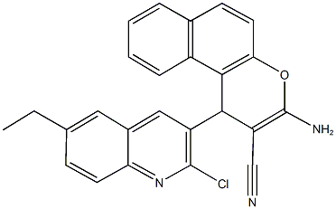 3-amino-1-(2-chloro-6-ethyl-3-quinolinyl)-1H-benzo[f]chromene-2-carbonitrile Struktur