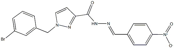 1-(3-bromobenzyl)-N'-{4-nitrobenzylidene}-1H-pyrazole-3-carbohydrazide Struktur