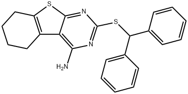 2-(benzhydrylsulfanyl)-5,6,7,8-tetrahydro[1]benzothieno[2,3-d]pyrimidin-4-ylamine Struktur