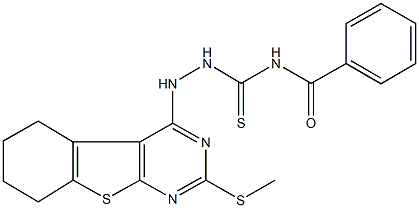 N-({2-[2-(methylsulfanyl)-5,6,7,8-tetrahydro[1]benzothieno[2,3-d]pyrimidin-4-yl]hydrazino}carbothioyl)benzamide Struktur