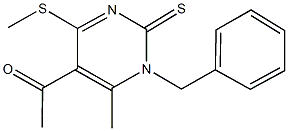 1-[1-benzyl-6-methyl-4-(methylsulfanyl)-2-thioxo-1,2-dihydro-5-pyrimidinyl]ethanone Struktur