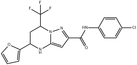 N-(4-chlorophenyl)-5-(2-furyl)-7-(trifluoromethyl)-4,5,6,7-tetrahydropyrazolo[1,5-a]pyrimidine-2-carboxamide Struktur