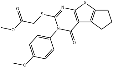 methyl {[3-(4-methoxyphenyl)-4-oxo-3,5,6,7-tetrahydro-4H-cyclopenta[4,5]thieno[2,3-d]pyrimidin-2-yl]sulfanyl}acetate Struktur