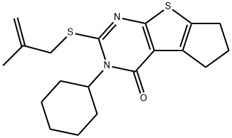 3-cyclohexyl-2-[(2-methyl-2-propenyl)sulfanyl]-3,5,6,7-tetrahydro-4H-cyclopenta[4,5]thieno[2,3-d]pyrimidin-4-one Struktur