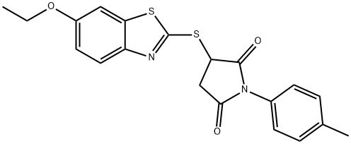 3-[(6-ethoxy-1,3-benzothiazol-2-yl)sulfanyl]-1-(4-methylphenyl)-2,5-pyrrolidinedione Struktur