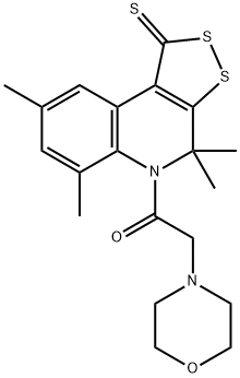 4,4,6,8-tetramethyl-5-(4-morpholinylacetyl)-4,5-dihydro-1H-[1,2]dithiolo[3,4-c]quinoline-1-thione Struktur