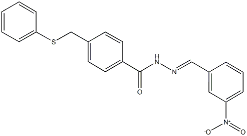 N'-{3-nitrobenzylidene}-4-[(phenylsulfanyl)methyl]benzohydrazide Struktur