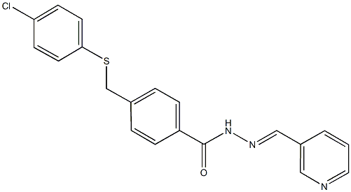 4-{[(4-chlorophenyl)sulfanyl]methyl}-N'-(3-pyridinylmethylene)benzohydrazide Struktur