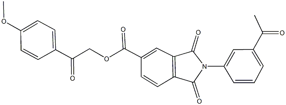 2-(4-methoxyphenyl)-2-oxoethyl 2-(3-acetylphenyl)-1,3-dioxo-5-isoindolinecarboxylate Struktur