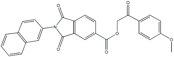 2-(4-methoxyphenyl)-2-oxoethyl 2-(2-naphthyl)-1,3-dioxo-5-isoindolinecarboxylate Struktur