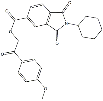 2-(4-methoxyphenyl)-2-oxoethyl 2-cyclohexyl-1,3-dioxo-5-isoindolinecarboxylate Struktur