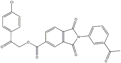 2-(4-chlorophenyl)-2-oxoethyl 2-(3-acetylphenyl)-1,3-dioxo-5-isoindolinecarboxylate Struktur