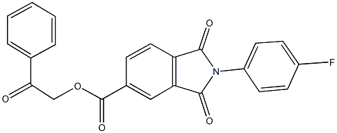 2-oxo-2-phenylethyl 2-(4-fluorophenyl)-1,3-dioxo-5-isoindolinecarboxylate Struktur