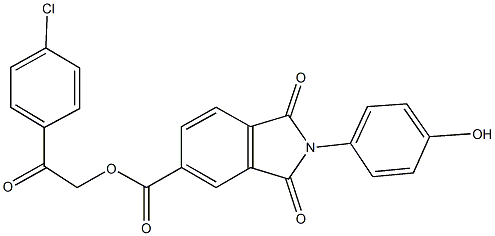 2-(4-chlorophenyl)-2-oxoethyl 2-(4-hydroxyphenyl)-1,3-dioxo-5-isoindolinecarboxylate Struktur