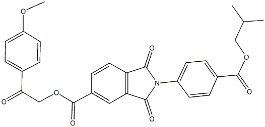 2-(4-methoxyphenyl)-2-oxoethyl 2-[4-(isobutoxycarbonyl)phenyl]-1,3-dioxo-5-isoindolinecarboxylate Struktur