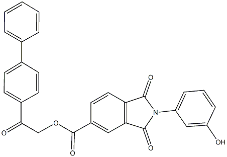 2-[1,1'-biphenyl]-4-yl-2-oxoethyl 2-(3-hydroxyphenyl)-1,3-dioxo-5-isoindolinecarboxylate Struktur