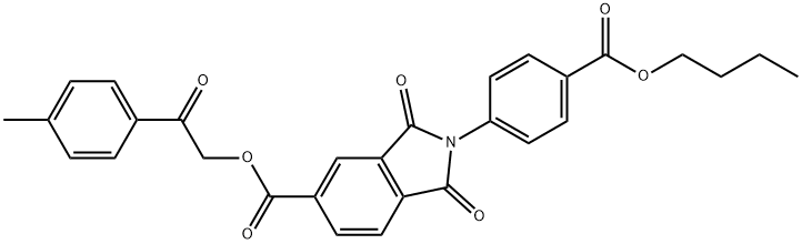 2-(4-methylphenyl)-2-oxoethyl 2-[4-(butoxycarbonyl)phenyl]-1,3-dioxo-5-isoindolinecarboxylate Struktur