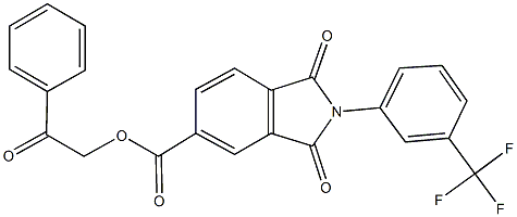 2-oxo-2-phenylethyl 1,3-dioxo-2-[3-(trifluoromethyl)phenyl]-5-isoindolinecarboxylate Struktur