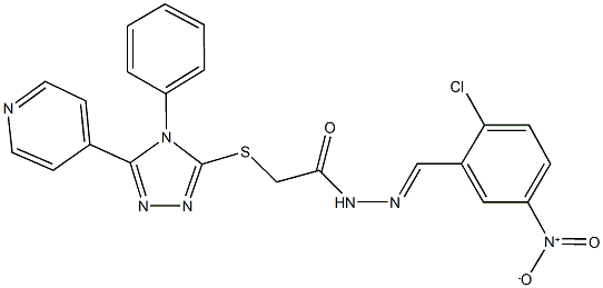 N'-{2-chloro-5-nitrobenzylidene}-2-{[4-phenyl-5-(4-pyridinyl)-4H-1,2,4-triazol-3-yl]sulfanyl}acetohydrazide Struktur