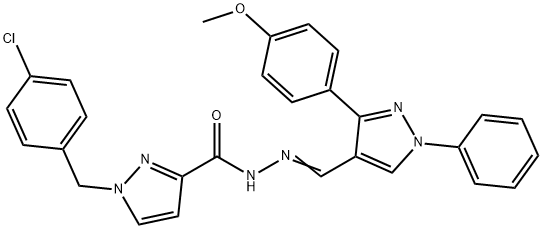 1-(4-chlorobenzyl)-N'-{[3-(4-methoxyphenyl)-1-phenyl-1H-pyrazol-4-yl]methylene}-1H-pyrazole-3-carbohydrazide Struktur