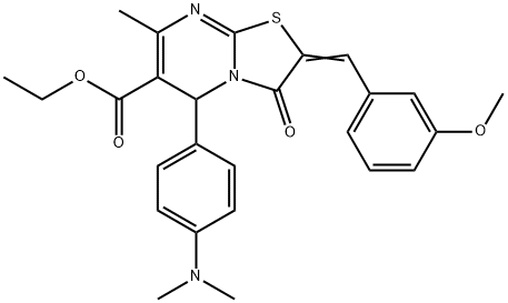 ethyl 5-[4-(dimethylamino)phenyl]-2-(3-methoxybenzylidene)-7-methyl-3-oxo-2,3-dihydro-5H-[1,3]thiazolo[3,2-a]pyrimidine-6-carboxylate Struktur