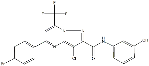 5-(4-bromophenyl)-3-chloro-N-(3-hydroxyphenyl)-7-(trifluoromethyl)pyrazolo[1,5-a]pyrimidine-2-carboxamide Struktur