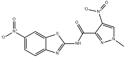 4-nitro-N-{6-nitro-1,3-benzothiazol-2-yl}-1-methyl-1H-pyrazole-3-carboxamide Struktur