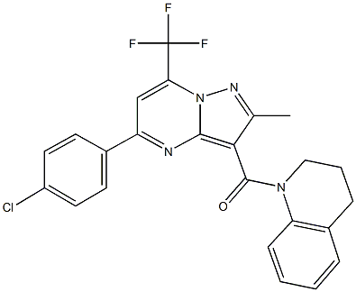 1-{[5-(4-chlorophenyl)-2-methyl-7-(trifluoromethyl)pyrazolo[1,5-a]pyrimidin-3-yl]carbonyl}-1,2,3,4-tetrahydroquinoline Struktur