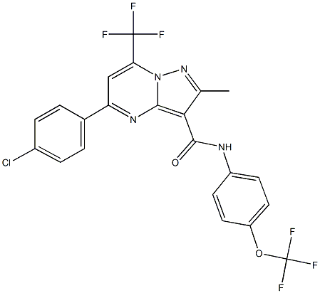 5-(4-chlorophenyl)-2-methyl-N-[4-(trifluoromethoxy)phenyl]-7-(trifluoromethyl)pyrazolo[1,5-a]pyrimidine-3-carboxamide Struktur