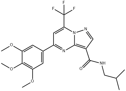 N-isobutyl-7-(trifluoromethyl)-5-(3,4,5-trimethoxyphenyl)pyrazolo[1,5-a]pyrimidine-3-carboxamide Struktur