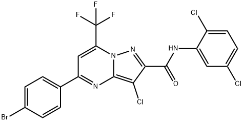 5-(4-bromophenyl)-3-chloro-N-(2,5-dichlorophenyl)-7-(trifluoromethyl)pyrazolo[1,5-a]pyrimidine-2-carboxamide Struktur