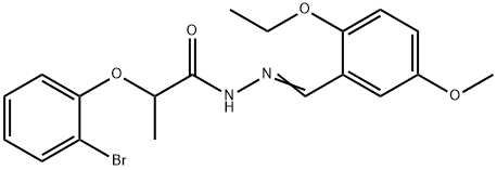 2-(2-bromophenoxy)-N'-(2-ethoxy-5-methoxybenzylidene)propanohydrazide Struktur