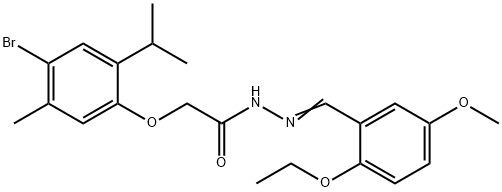 2-(4-bromo-2-isopropyl-5-methylphenoxy)-N'-(2-ethoxy-5-methoxybenzylidene)acetohydrazide Struktur