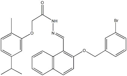 N'-({2-[(3-bromobenzyl)oxy]-1-naphthyl}methylene)-2-(5-isopropyl-2-methylphenoxy)acetohydrazide Struktur