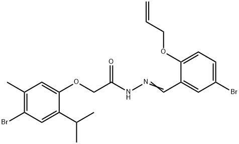 N'-[2-(allyloxy)-5-bromobenzylidene]-2-(4-bromo-2-isopropyl-5-methylphenoxy)acetohydrazide Struktur