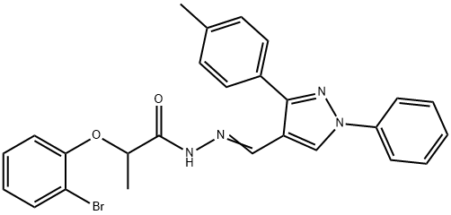 2-(2-bromophenoxy)-N'-{[3-(4-methylphenyl)-1-phenyl-1H-pyrazol-4-yl]methylene}propanohydrazide Struktur