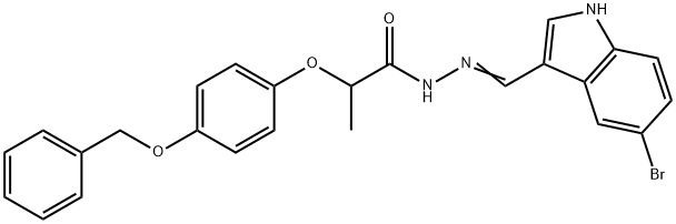 2-[4-(benzyloxy)phenoxy]-N'-[(5-bromo-1H-indol-3-yl)methylene]propanohydrazide Struktur