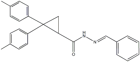 N'-benzylidene-2,2-bis(4-methylphenyl)cyclopropanecarbohydrazide Struktur