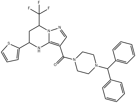 3-[(4-benzhydrylpiperazin-1-yl)carbonyl]-5-thien-2-yl-7-(trifluoromethyl)-4,5,6,7-tetrahydropyrazolo[1,5-a]pyrimidine Struktur