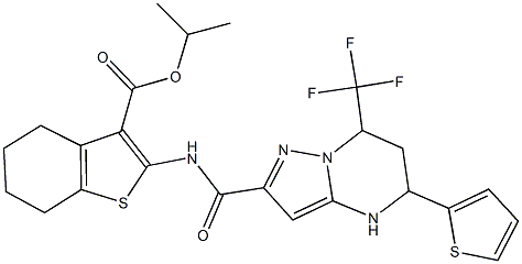 isopropyl 2-({[5-(2-thienyl)-7-(trifluoromethyl)-4,5,6,7-tetrahydropyrazolo[1,5-a]pyrimidin-2-yl]carbonyl}amino)-4,5,6,7-tetrahydro-1-benzothiophene-3-carboxylate Struktur