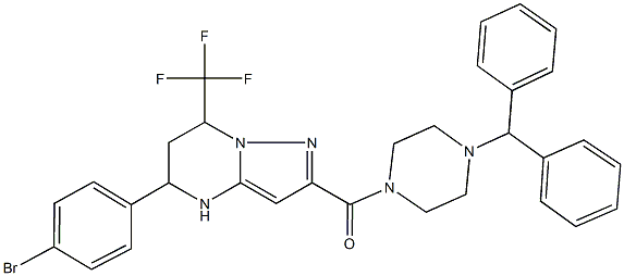 2-[(4-benzhydryl-1-piperazinyl)carbonyl]-5-(4-bromophenyl)-7-(trifluoromethyl)-4,5,6,7-tetrahydropyrazolo[1,5-a]pyrimidine Struktur