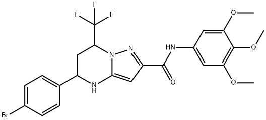 5-(4-bromophenyl)-7-(trifluoromethyl)-N-(3,4,5-trimethoxyphenyl)-4,5,6,7-tetrahydropyrazolo[1,5-a]pyrimidine-2-carboxamide Struktur