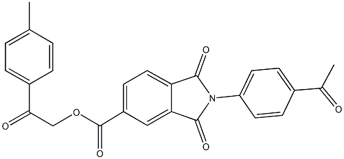 2-(4-methylphenyl)-2-oxoethyl 2-(4-acetylphenyl)-1,3-dioxo-5-isoindolinecarboxylate Struktur