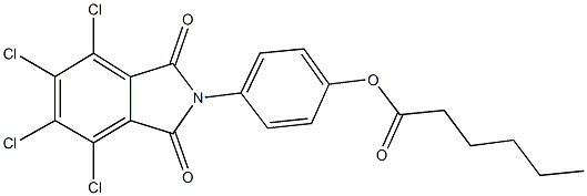 4-(4,5,6,7-tetrachloro-1,3-dioxo-1,3-dihydro-2H-isoindol-2-yl)phenyl hexanoate Struktur