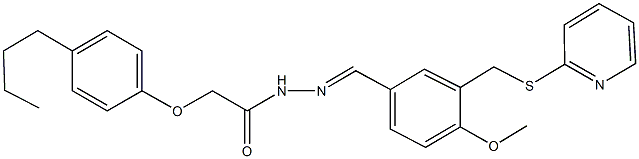 2-(4-butylphenoxy)-N'-{4-methoxy-3-[(2-pyridinylsulfanyl)methyl]benzylidene}acetohydrazide Struktur