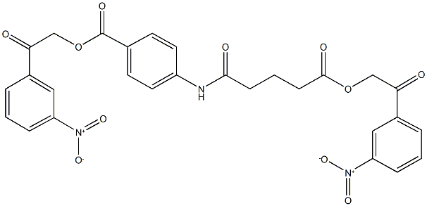 2-{3-nitrophenyl}-2-oxoethyl 4-{[5-(2-{3-nitrophenyl}-2-oxoethoxy)-5-oxopentanoyl]amino}benzoate Struktur