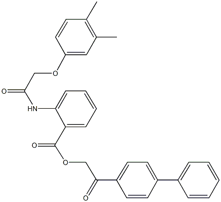 2-[1,1'-biphenyl]-4-yl-2-oxoethyl 2-{[(3,4-dimethylphenoxy)acetyl]amino}benzoate Struktur